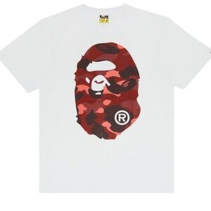 BAPE Color Camo Big Ape Head Tee 'White/Red' Size XL